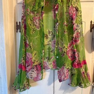 D&G Green and Pink Floral Top Size 40